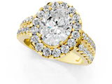 Yellow gold Oval Halo Diamond Split Shank Engagement Ring with Prong Setting_68