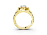 Yellow gold Oval Halo Diamond Split Shank Engagement Ring with Prong Setting_70