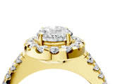 Yellow gold Oval Halo Diamond Split Shank Engagement Ring with Prong Setting_71