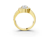 Yellow gold Oval Halo Diamond Split Shank Ring with Scalloped Prong Setting_9