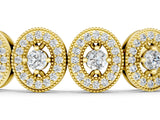 Yellow gold Oval Halo Diamond Tennis Bracelet with Bezel Setting_3