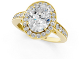Yellow gold Oval Halo Pavé Diamond Engagement Ring with Bezel Setting_21