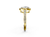 Yellow gold Oval Halo Pavé Diamond Engagement Ring with Bezel Setting_22
