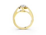 Yellow gold Oval Halo Pavé Diamond Engagement Ring with Bezel Setting_23