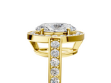 Yellow gold Oval Halo Pavé Diamond Engagement Ring with Bezel Setting_25