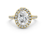 Yellow gold Oval Halo Pavé Diamond Engagement Ring with Four-Prong Setting_3