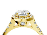 Yellow gold Oval Halo Pavé Diamond Engagement Ring with Four-Prong Setting_30