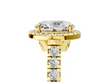 Yellow gold Oval Halo Pavé Diamond Engagement Ring with Four-Prong Setting_31