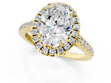 Yellow gold Oval Halo Pavé Diamond Engagement Ring with Four-Prong Setting_4