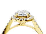 Yellow gold Oval Halo Pavé Diamond Engagement Ring with Four-Prong Setting_7
