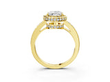 Yellow gold Oval Halo Pave Band Solitaire Ring with Prong Setting_69