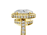 Yellow gold Oval Halo Pave Band Solitaire Ring with Prong Setting_71
