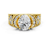 Yellow gold Oval Halo Pave Diamond Engagement Ring with Milgrain Detailing_49