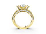 Yellow gold Oval Halo Pave Diamond Engagement Ring with Milgrain Detailing_52
