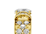 Yellow gold Oval Halo Pave Diamond Engagement Ring with Milgrain Detailing_54
