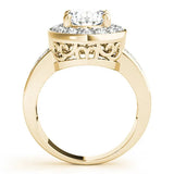Yellow gold Oval Halo Pave Diamond Ring with Four-Prong Setting 2