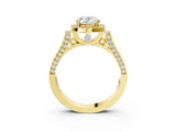 Yellow gold Oval Halo Pave Split Shank Prong Setting Ring_29