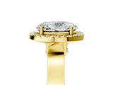 Yellow gold Oval Halo Pave Split Shank Prong Setting Ring_31