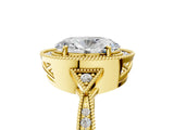 Yellow gold Oval Halo Round Diamond Milgrain Pave Engagement Ring_14