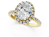 Yellow gold Oval Halo Round Diamond Pavé Band Four-Prong Ring_4