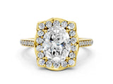 Yellow gold Oval Halo Round Diamond Pave Band with Four-Prong Setting_38