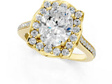 Yellow gold Oval Halo Round Diamond Pave Band with Four-Prong Setting_39
