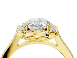 Yellow gold Oval Halo Round Diamond Pave Band with Four-Prong Setting_42