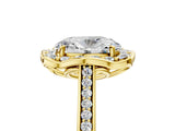 Yellow gold Oval Halo Round Diamond Pave Band with Four-Prong Setting_43
