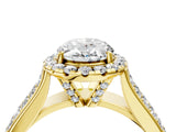 Yellow gold Oval Halo Round Diamond Pave Band with Prong Setting 4