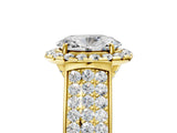 Yellow gold Oval Halo Round Diamond Pave Band with Prong Setting 5
