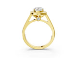 Yellow gold Oval Halo Solitaire Diamond Ring with Pave Band and Bezel Setting_51