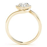 Yellow gold Oval Halo Solitaire Diamond Ring with Split Shank and Prong Setting 2