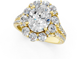 Yellow gold Oval Halo Split Shank Diamond Engagement Ring with Pave Band and Four-Prong Setting_54
