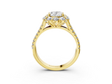 Yellow gold Oval Halo Split Shank Diamond Engagement Ring with Pave Band and Four-Prong Setting_56
