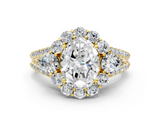Yellow gold Oval Halo Split Shank Diamond Engagement Ring with Prong Setting_20