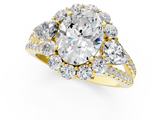 Yellow gold Oval Halo Split Shank Diamond Engagement Ring with Prong Setting_21
