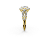Yellow gold Oval Halo Split Shank Diamond Engagement Ring with Prong Setting_22