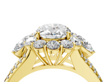 Yellow gold Oval Halo Split Shank Diamond Engagement Ring with Prong Setting_24