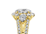 Yellow gold Oval Halo Split Shank Diamond Engagement Ring with Prong Setting_25