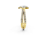 Yellow gold Oval Halo Split Shank Diamond Ring with Pavé Setting_28