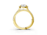 Yellow gold Oval Halo Split Shank Diamond Ring with Pavé Setting_29