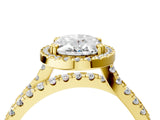 Yellow gold Oval Halo Split Shank Diamond Ring with Pavé Setting_30