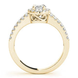 Yellow gold Oval Halo Split Shank Diamond Ring with Prong Setting 2