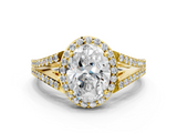 Yellow gold Oval Halo Split Shank Diamond Ring with Prong Setting_19