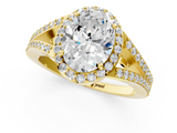 Yellow gold Oval Halo Split Shank Diamond Ring with Prong Setting_20