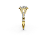 Yellow gold Oval Halo Split Shank Diamond Ring with Prong Setting_21