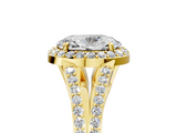 Yellow gold Oval Halo Split Shank Diamond Ring with Prong Setting_24