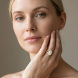 Yellow gold Oval Halo Split Shank Pave Diamond Ring with Four-Prong Setting_13