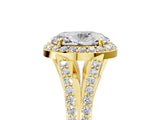 Yellow gold Oval Halo Split Shank Pave Diamond Ring with Four-Prong Setting_54