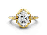 Yellow gold Oval Halo Split Shank Pave Diamond Ring with Petal Prong Setting_25
